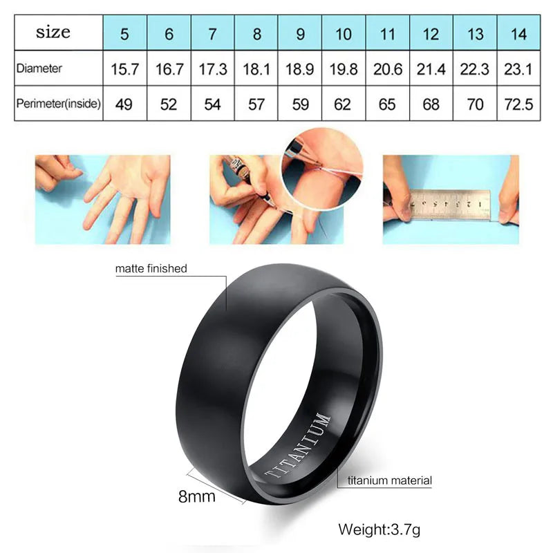 VNOX Titanium Rings Men Black Jewelry