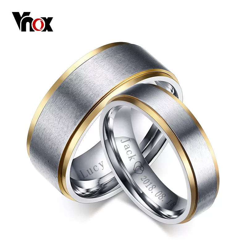 VNOX Elegant Customize Couple Ring Wedding Jewelry