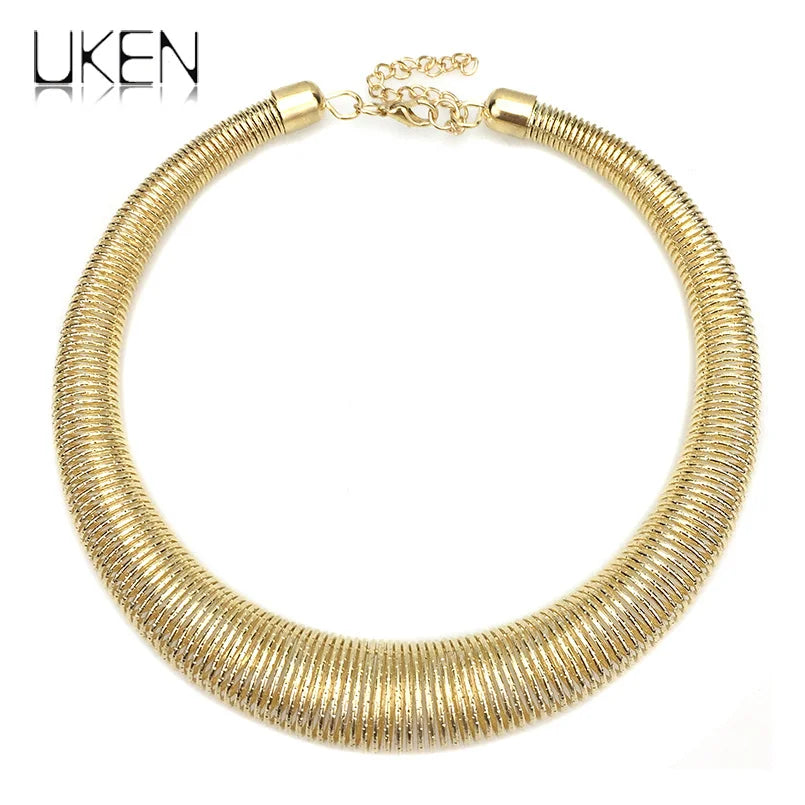 UKEN Chunky Metal Torques Collar Chokers Necklaces Jewelry