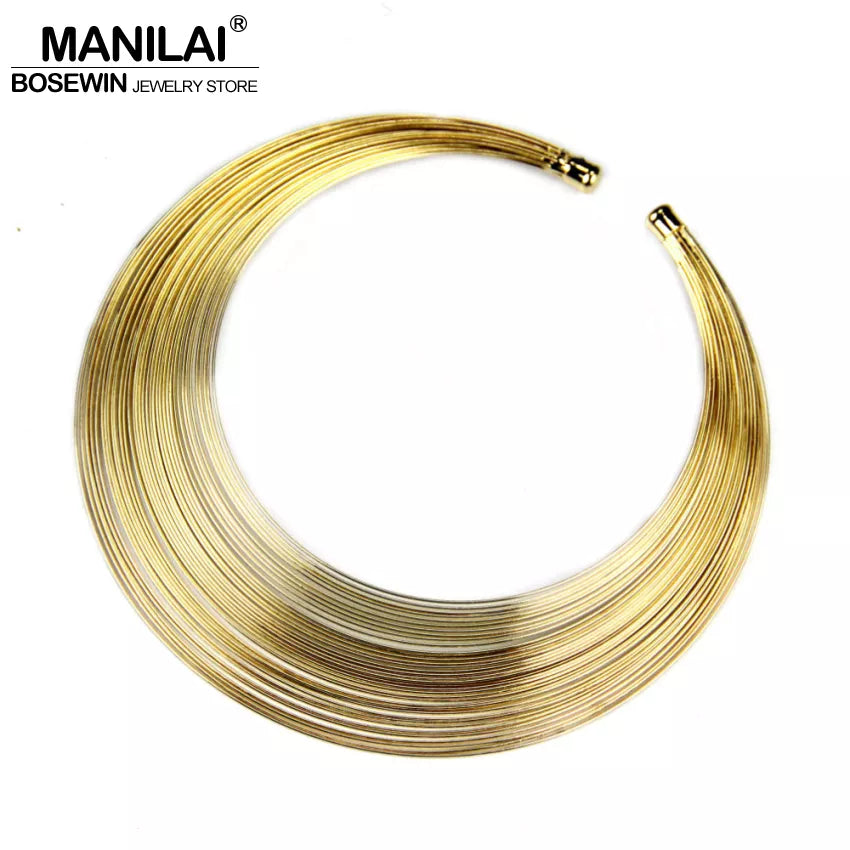 MANILAI Fashion Multilayer Metal Necklace Indian Jewelry