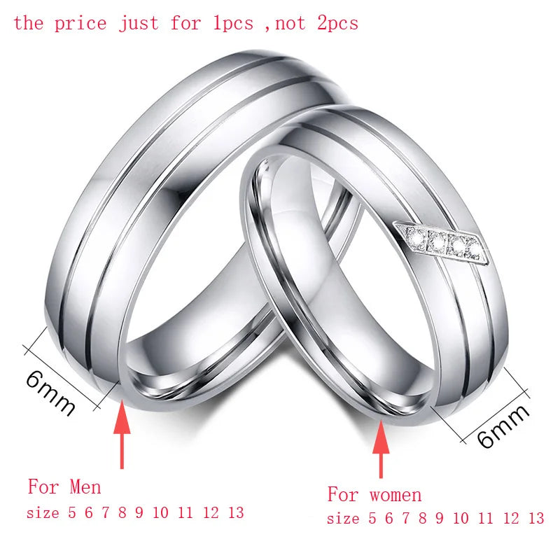 VNOX Wedding Stainless Steel Ring Cubic Jewelry