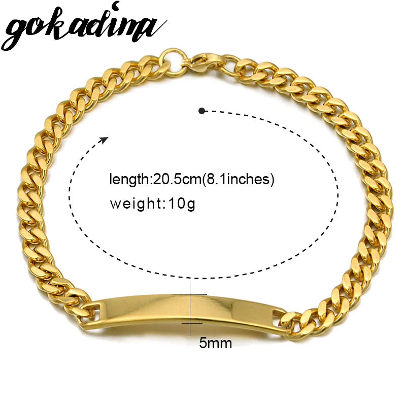 GOKADIMA Gold Color Stainless Steel Bracelet Jewelry