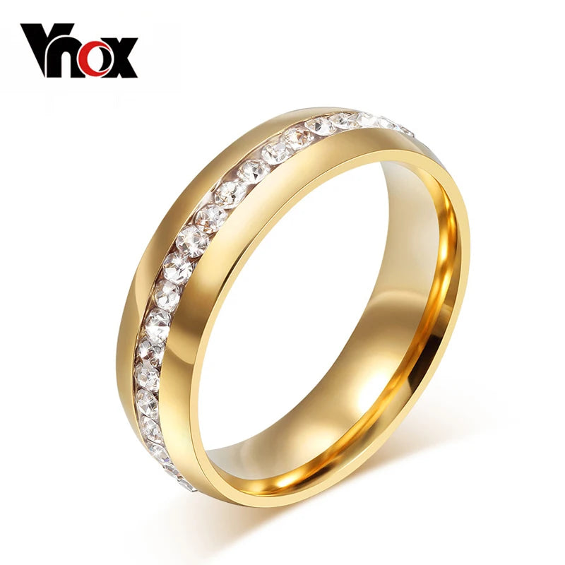 VNOX Bling Crystal Wedding Ring Stainless Steel Jewelry