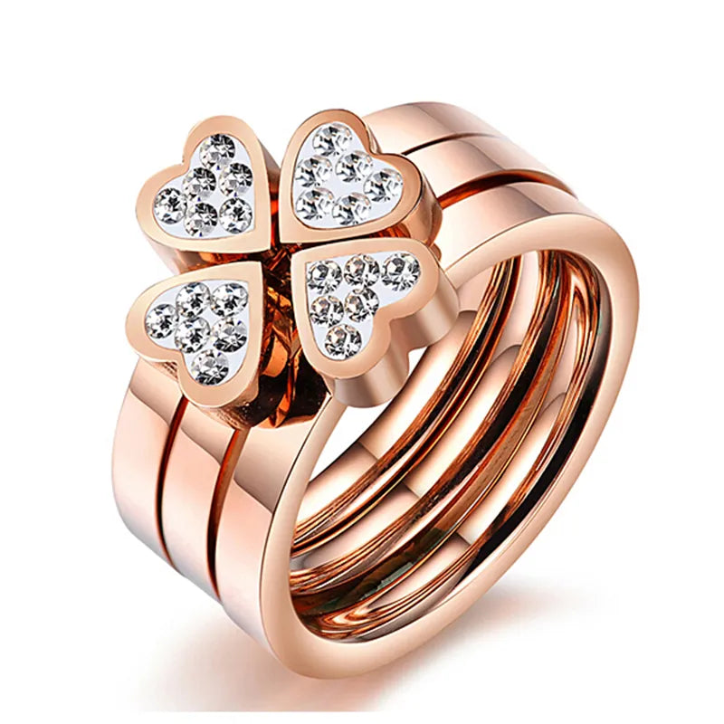 VQYSKO Fashion Jewelry Unique 3in1 Heart Ring