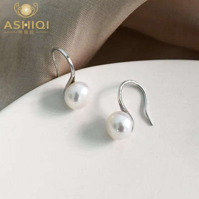 ASHIQI Natural Freshwater Pearl Earrings Jewelry