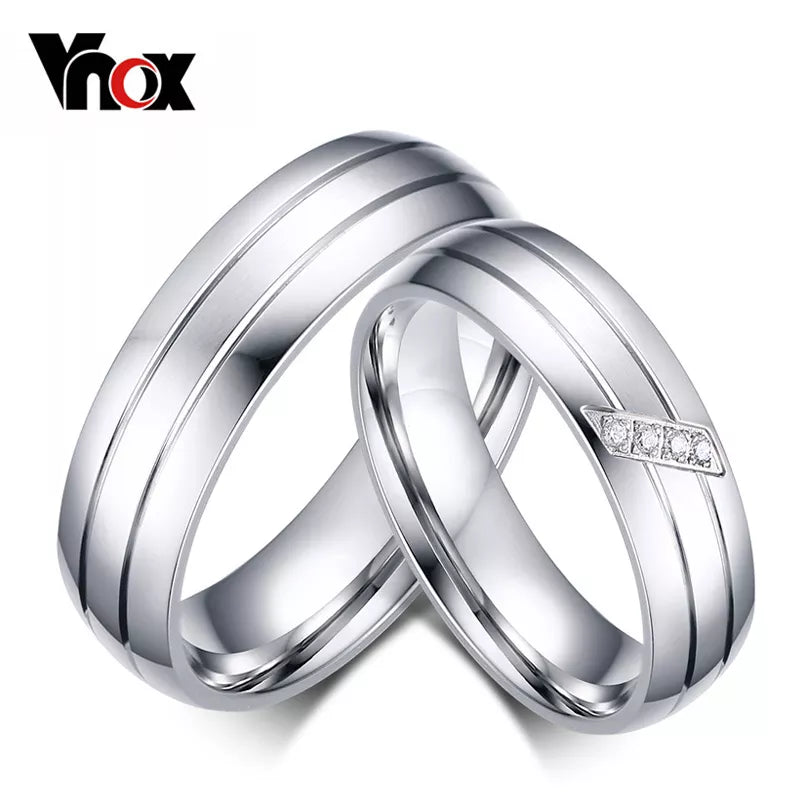 VNOX Wedding Stainless Steel Ring Cubic Jewelry