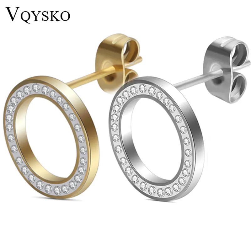 VQYSKO Stainless Steel Crystal Jewelry Earrings