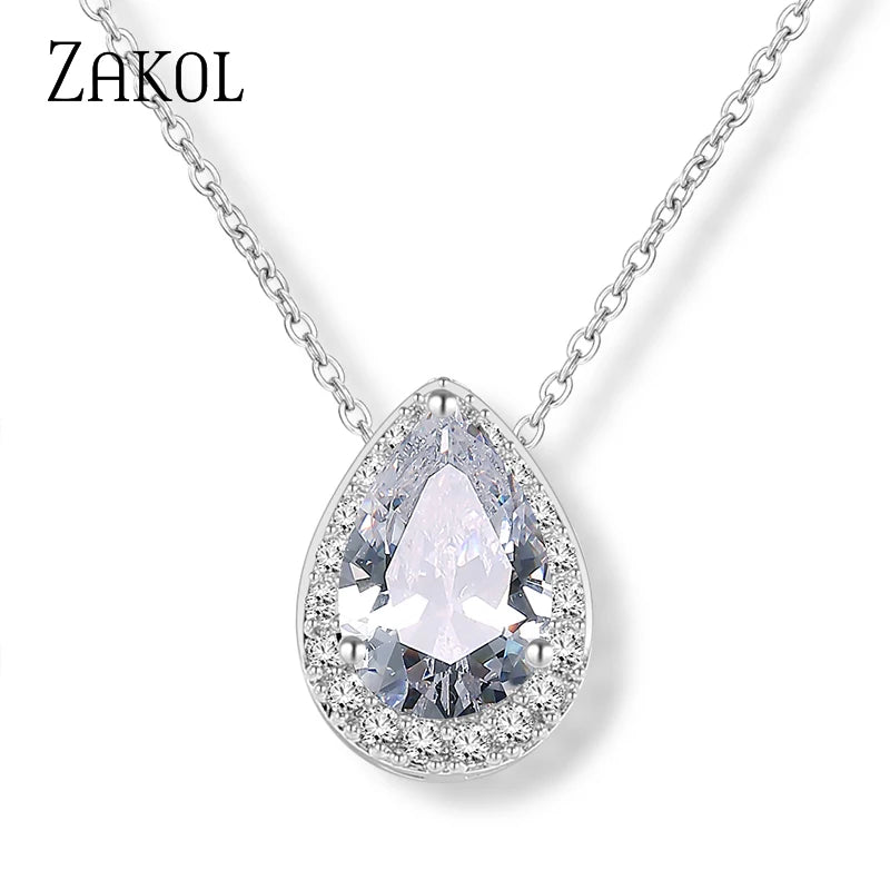 ZAKOL Trendy Pendant Necklaces Sparkling Crystal Jewelry