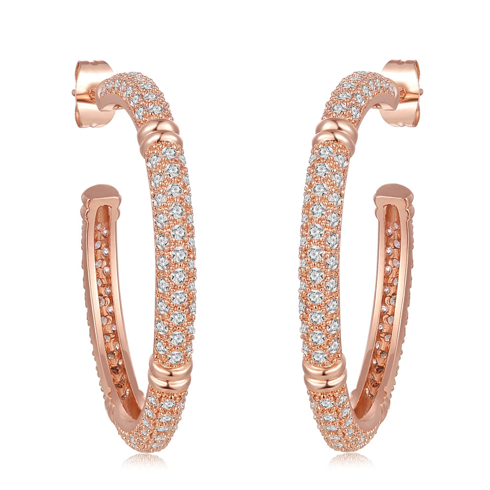 DOUBLE FAIR Luxury Circle Earrings Crystal Jewelry