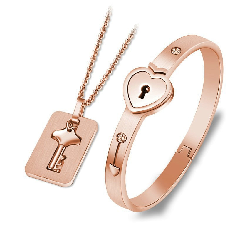 Fashion Concentric Lock Key Jewelry Bracelet